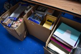 A large selection of crafting/card making supplies , three large cardboard boxes, real lucky dip