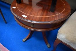 A reproduction Regency style drum style occasional table, diameter approx. 60cm