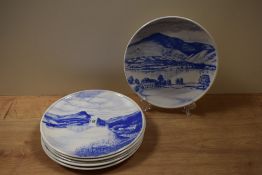 Six display plates, all with varying Lake District scenes, designed by C.K Taylor of Windermere,
