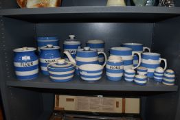 A collection of T G Green Cornish ware, including storage jars, teapot and jugs etc.