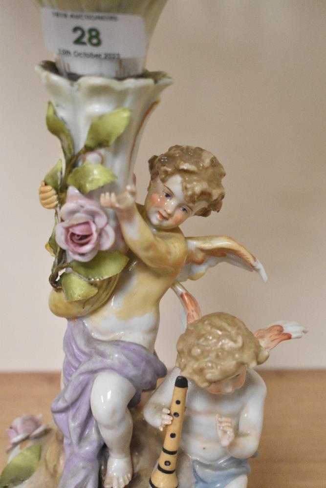 A Capodiamonte porcelain centre piece, with basket to top and cherubs to base. - Image 2 of 7