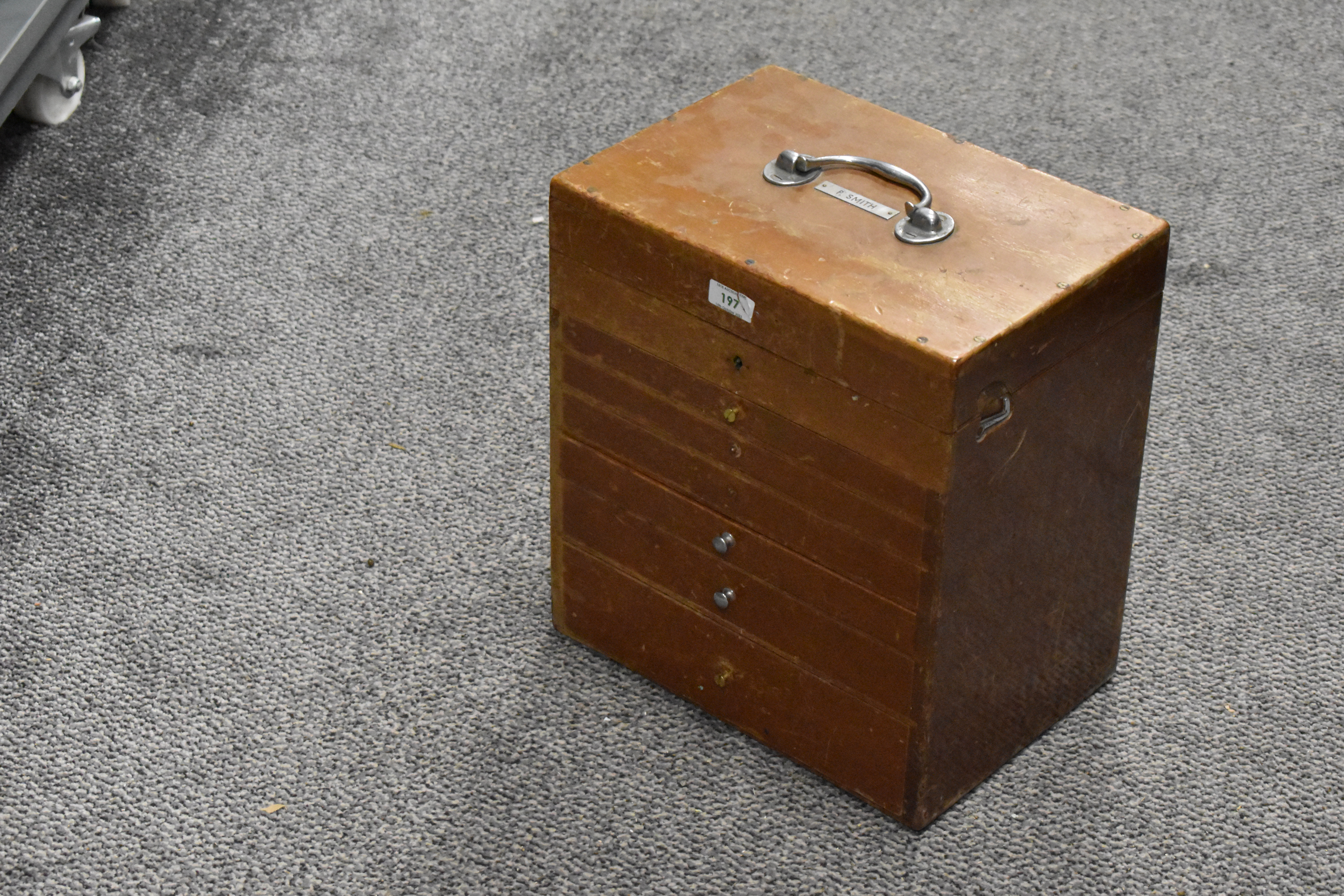 A 20th Century mahogany dentist's cabinet, with lift up top, and six drawers beneath, measuring 38cm - Image 3 of 5