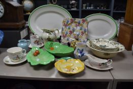 A Grimwades Royal Winton Ivory square dish, Carlton Ware lettuce and other dishes, a honeycomb