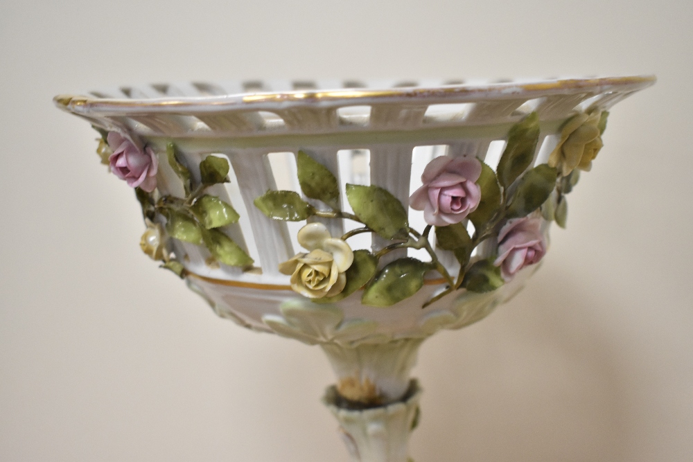 A Capodiamonte porcelain centre piece, with basket to top and cherubs to base. - Image 4 of 7