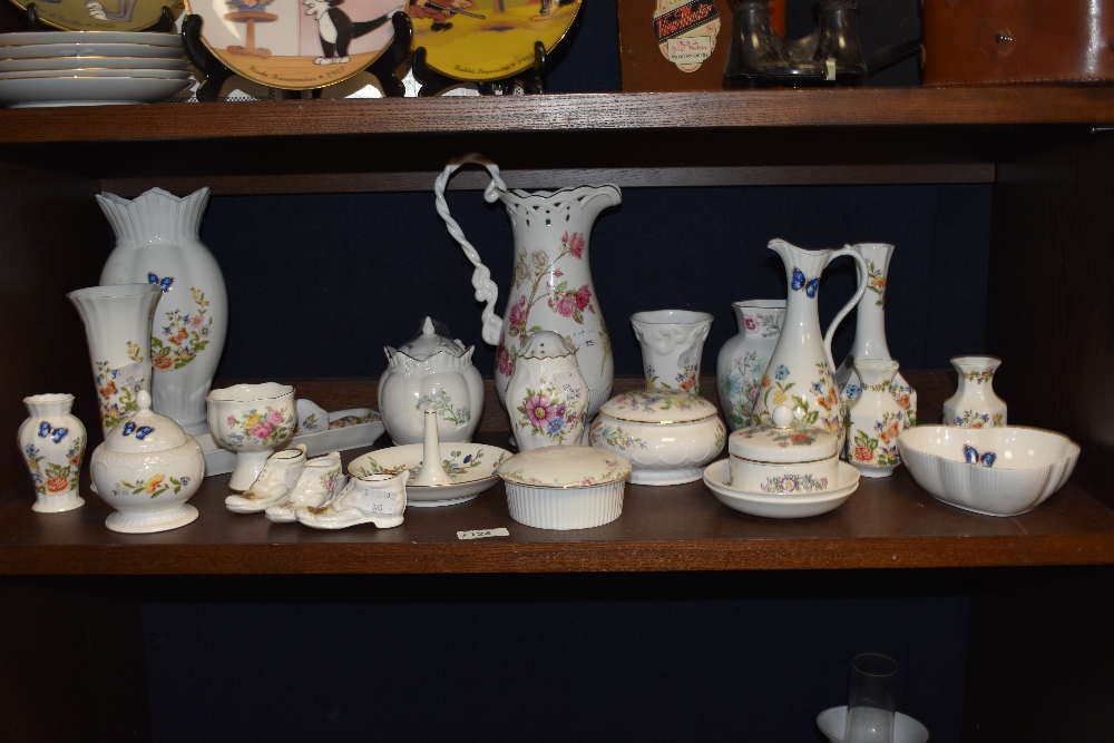 A mixed lot of trinket boxes, vases and jugs etc, including Aynsley 'Cottage Garden' Royal