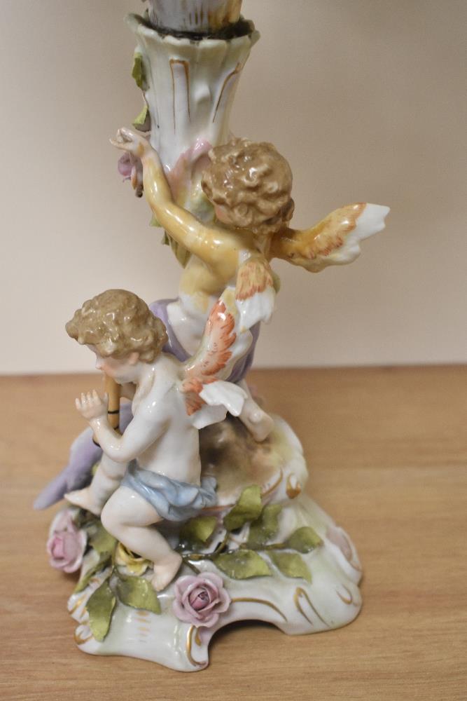 A Capodiamonte porcelain centre piece, with basket to top and cherubs to base. - Image 3 of 7