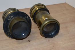 Two 1860s photographic lenses, engraved ' Janin and Darlot, Paris'.