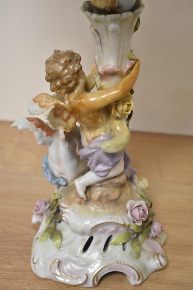A Capodiamonte porcelain centre piece, with basket to top and cherubs to base. - Image 6 of 7