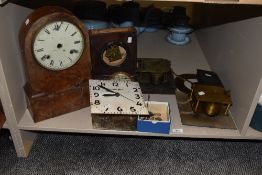 A Victorian walnut cased and domed top mantel clock together with a variety of miscellaneous clock