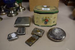 Two silver stamped vesta cases, two others, including a Continental white metal vesta case, plus