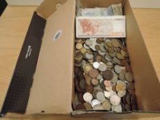 A large collection of GB, World and Irish Coins and Banknotes, heavy lot, no Silver seen