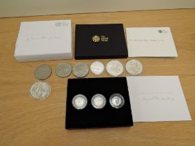A collection of Modern and earlier Silver Coins, 3 One Ounce Britannia's 2 Pounds, 1998, 2002 and