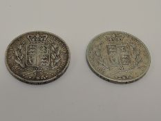 Two Queen Victoria Young Head Silver Crowns, 1844 & 1845, both in good condition