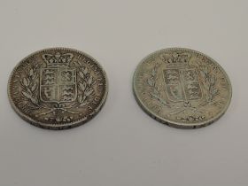 Two Queen Victoria Young Head Silver Crowns, 1844 & 1845, both in good condition