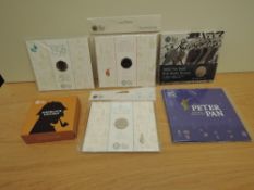 Six Royal Mint modern 50p Coins, 2019 Sherlock Holmes in presentation box, certificate and outer