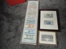 Three framed and glazed Bank Note sets, Vietnam 100 Dong to 50000 Dong, 9 notes 1999-2000,