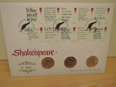 GB 2016 SHAKESPEARE NUMISMATIC FIRST DAY COVER WITH 3 x £2 COINS FIne covr with set of 10 from the