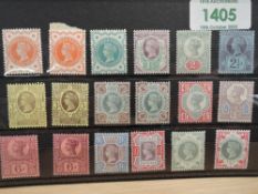 GB 1887 QVIC JUBILEE SET 18 VALUES, MOST UNMOUNTED MINT (2 M/M) Queen Victoria Jubilee issue of