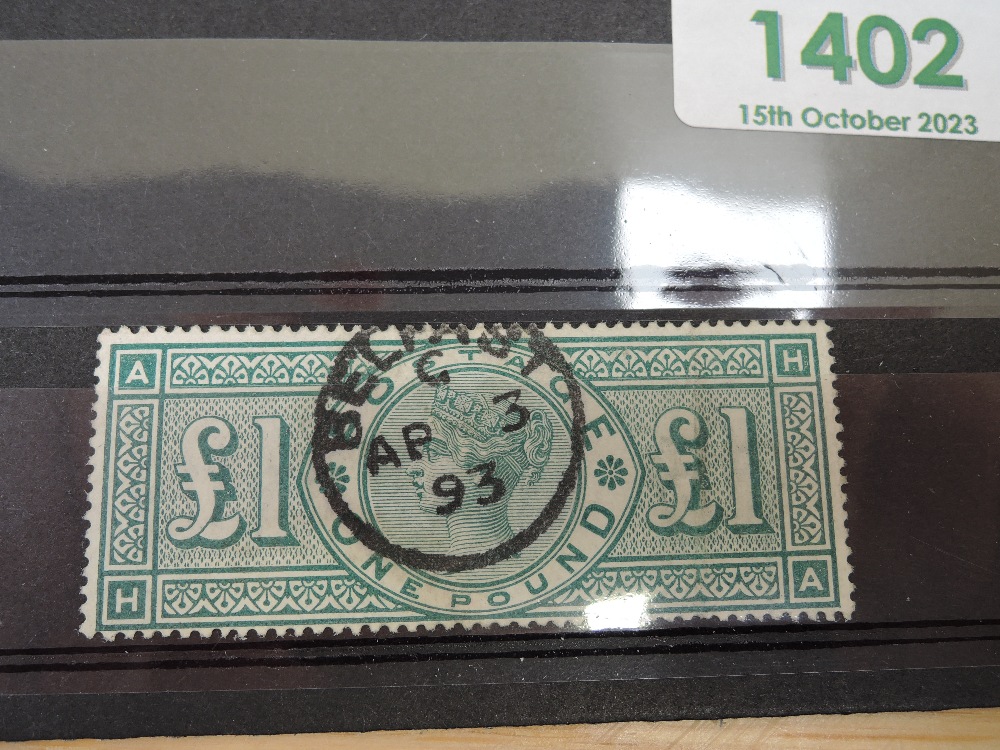 GB 1891 QUEEN VICTORIA, £1 GREEN WITH BELFAST CDS TO MIDDLE A fine example of this Queen Victoria £1 - Image 2 of 2