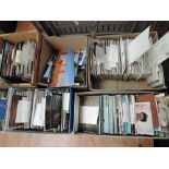 POSTCARDS COLLECTION IN 6 BOXES UK & OVERSEAS, ALL ERAS, USED AND UNUSED 5 boxes of postcards,