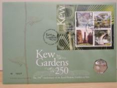 GB 2009 KEW GARDENS 250 NUMISMATIC FIRST DAY COVER WITH KEW GARDENS 50P The Most elusive of the