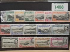 ASCENSION ISLAND GVI DEFINITIVES, SET OF 16 MOUNTED MINT Card with full set of the 16 values from
