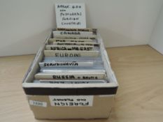 BOX WITH APPROX 400 OLD POSTCARDS, FOREIGN INC CHINA, JAPAN, MIDDLE EAST ETC Box with in the