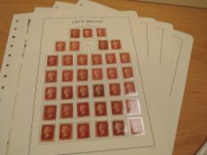 GB 1854, 1d PLATED REDS 71-225, COMPLETE, ALL MINT (LESS 77) ON LEAVES 4 pages of leaves (