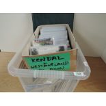 LARGE TUB OF LOOSE POSTCARDS, TOPOGRAPHICAL + BOX OF WESTMORELAND CARDS Tub with masses of loose