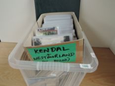 LARGE TUB OF LOOSE POSTCARDS, TOPOGRAPHICAL + BOX OF WESTMORELAND CARDS Tub with masses of loose