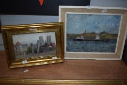 Artist Unknown (20th Century), oil on paper, 'Tanker on Clyde', framed, 30.5cm x 38cm overall,