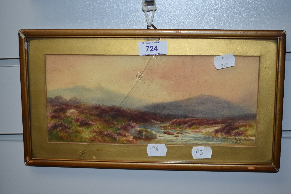 F.Beni (19th/20th Century), a watercolour, A moorland river scene, signed to the lower right,