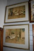 After Luigi Rossi (1853-1923), coloured print, Two Continental dancing scenes, comprising 'Dancing