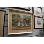 D.Kirkham (20th Century, British), pastel, A half timbered Tudor style house, an amateur