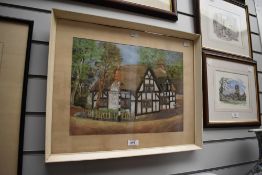 D.Kirkham (20th Century, British), pastel, A half timbered Tudor style house, an amateur