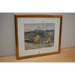 Unknown Artist (20th Century), a watercolour, Cottages within a countryside setting, framed,