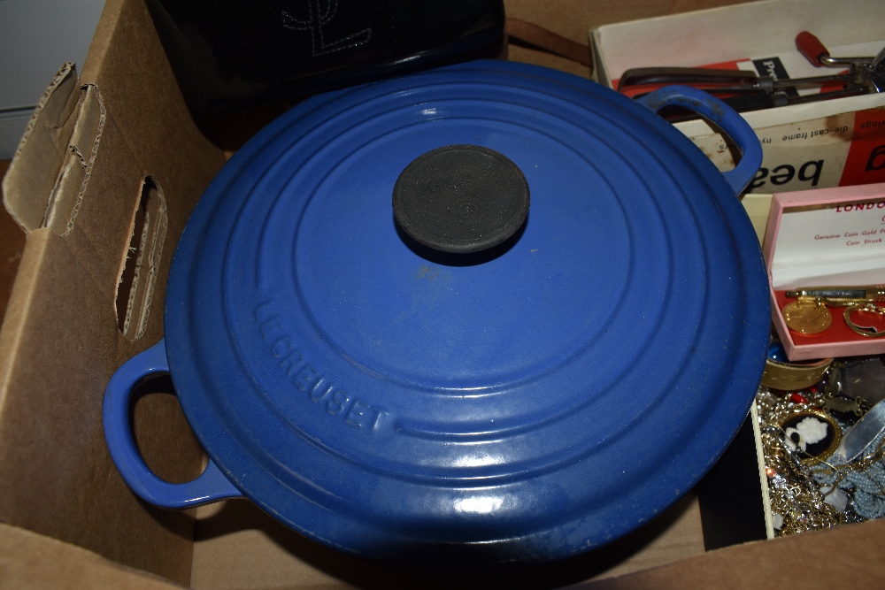 A miscellaneous selection of items including a large blue Le Creuset casserole dish, a vintage boxed - Image 2 of 3