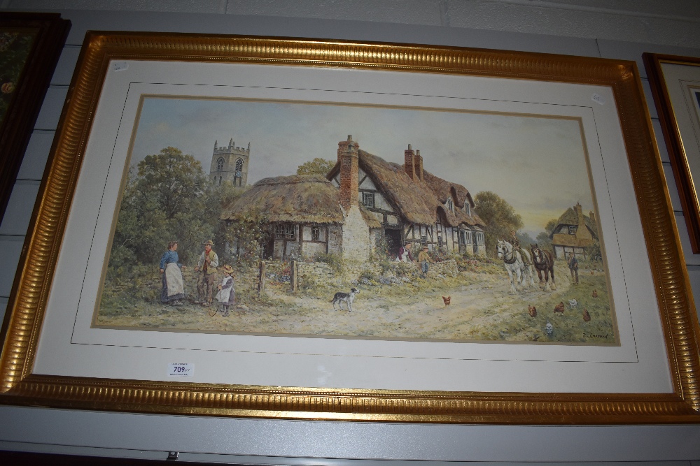 After John L. Chapman (b.1946), coloured print, 'Shakespeare's England (Welford-on-Avon)', framed,