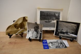 A selection of vintage photographic prints and a pamphlet, dated 1955, of Coniston, Bluebird and