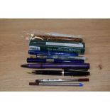 A Small collection of various fountain pens, ballpoint and refills