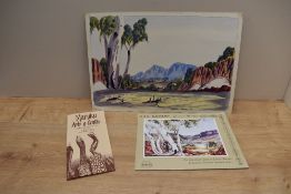 Six souvenir prints after Albert Namatjira, of Australia interest, also included is a watercolour by