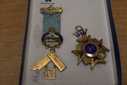 Two silver gilt masonic jewels , including Castle Lodge, Clitheroe
