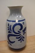 A mid-20th Century West German vase, Uebelacker Keramik, the mottled and glazed body with stylised