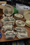 A selection of Victorian table ware, marked to underside ' C & H Amazon Tunstall' including tureens,