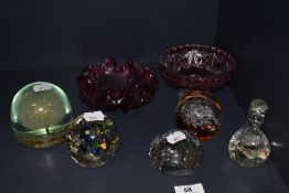 A selection of paperweights and artglass etc