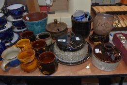 A mixed lot of vintage studio pottery, includingmugs, cheese dome, planter etc, various styles and