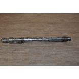 A hallmarked silver Onoto plunger fill fountain pen engraved 'good luck from all at Bookhams' Aug