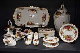 A selection of Ropyal Albert Old Country Roses, including platter, vase, trinket boxes etc.