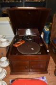 An early 20th century mahogany cased 'His Masters Voice' gramophone.