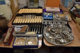 A mixed lot of vintage cutlery and flat ware, many in boxes, including cake forks, fish knives and